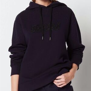 Sandro Navy Sweatshirt with beaded embroidery
